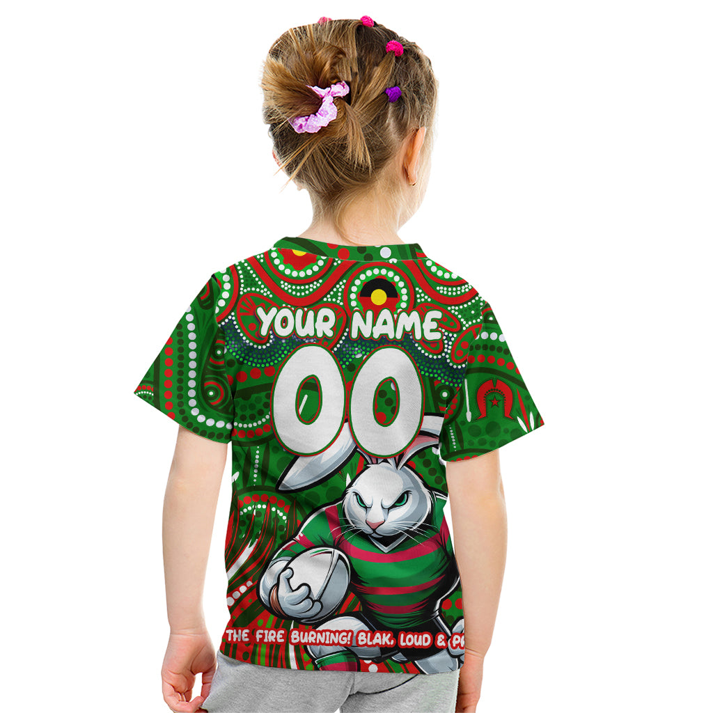 Custom Australia NAIDOC Week 2024 Kid T Shirt Rabbitohs Mascot Keep The Fire Burning
