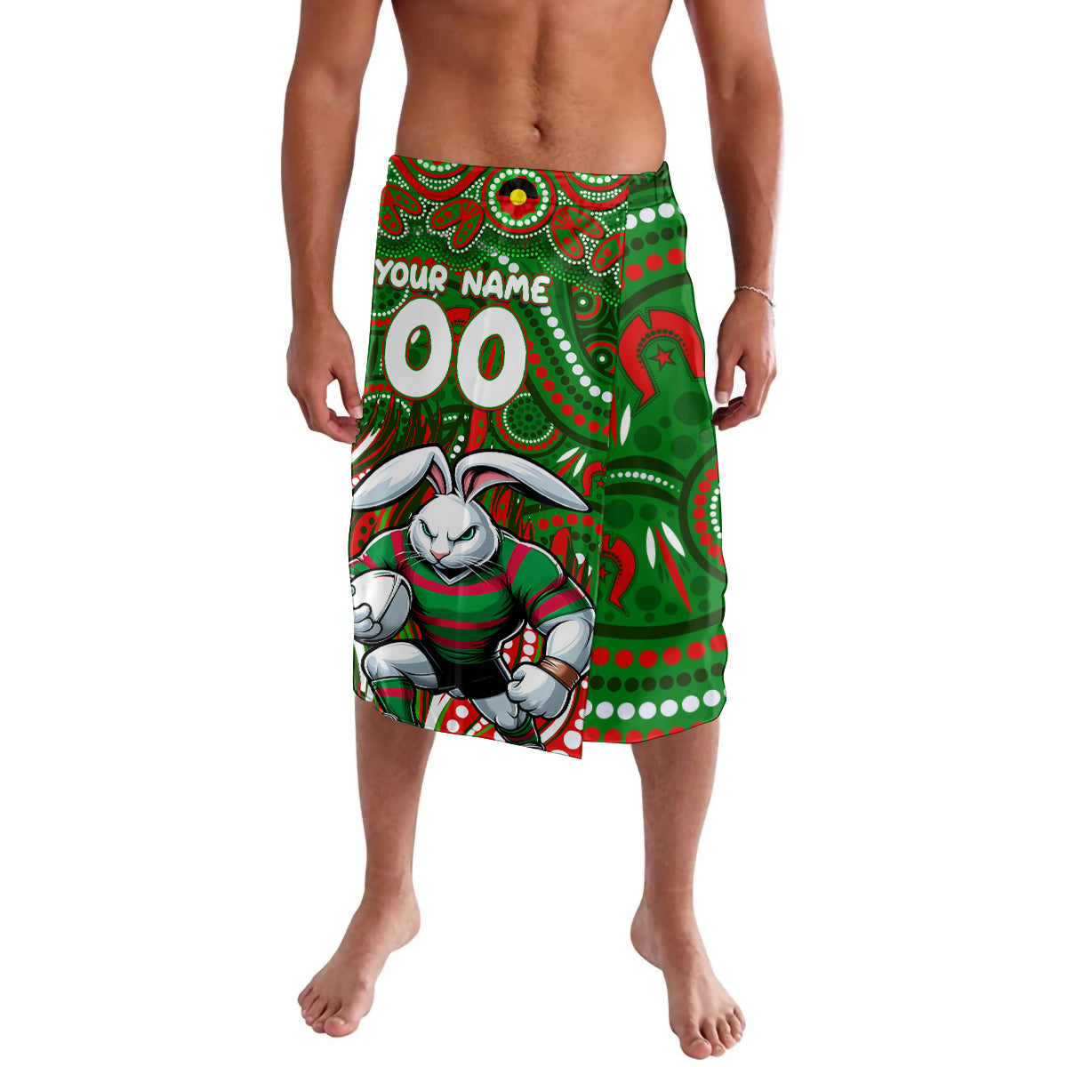 Custom Australia NAIDOC Week 2024 Lavalava Rabbitohs Mascot Keep The Fire Burning