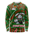 Custom Australia NAIDOC Week 2024 Long Sleeve Shirt Rabbitohs Mascot Keep The Fire Burning