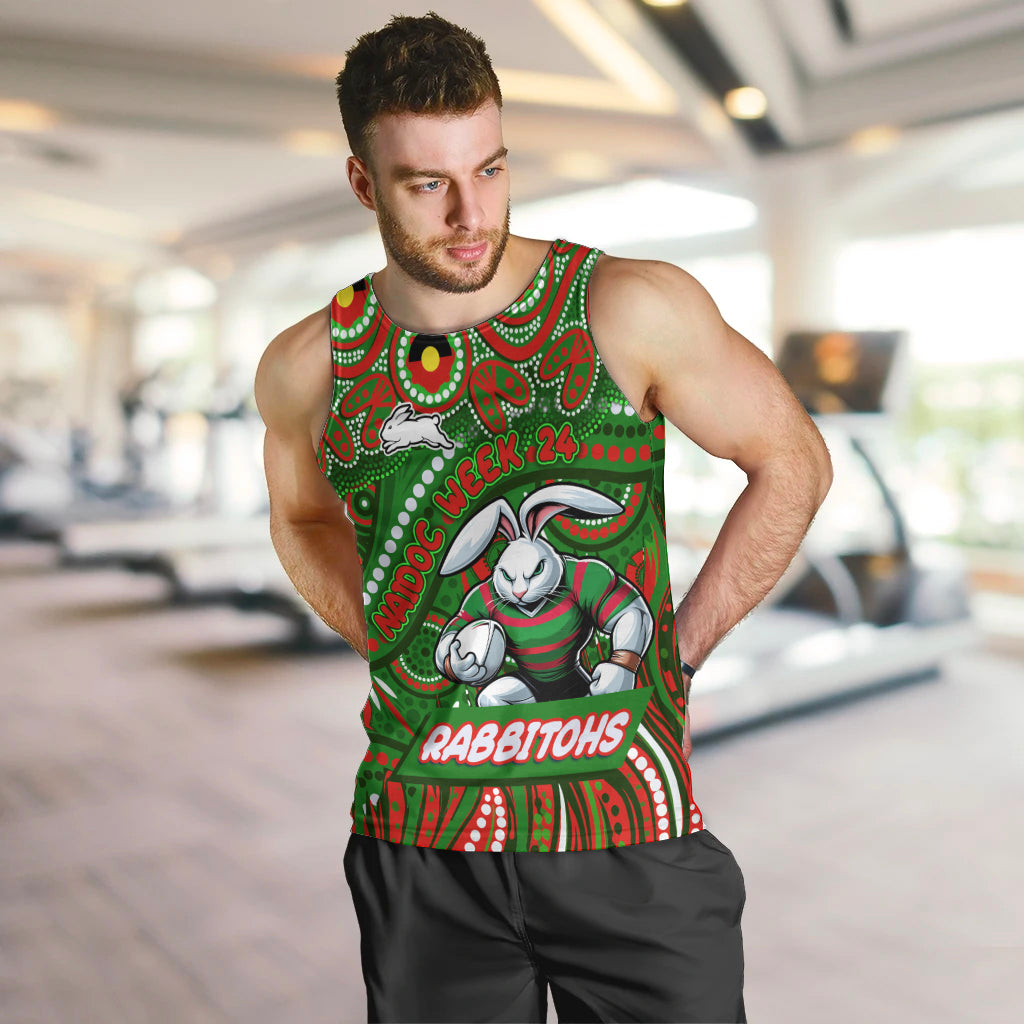 Custom Australia NAIDOC Week 2024 Men Tank Top Rabbitohs Mascot Keep The Fire Burning