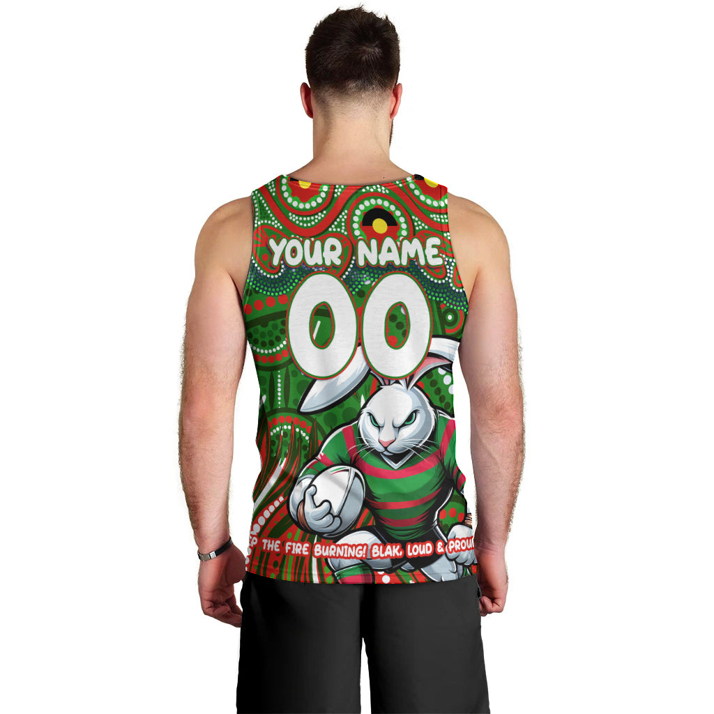 Custom Australia NAIDOC Week 2024 Men Tank Top Rabbitohs Mascot Keep The Fire Burning