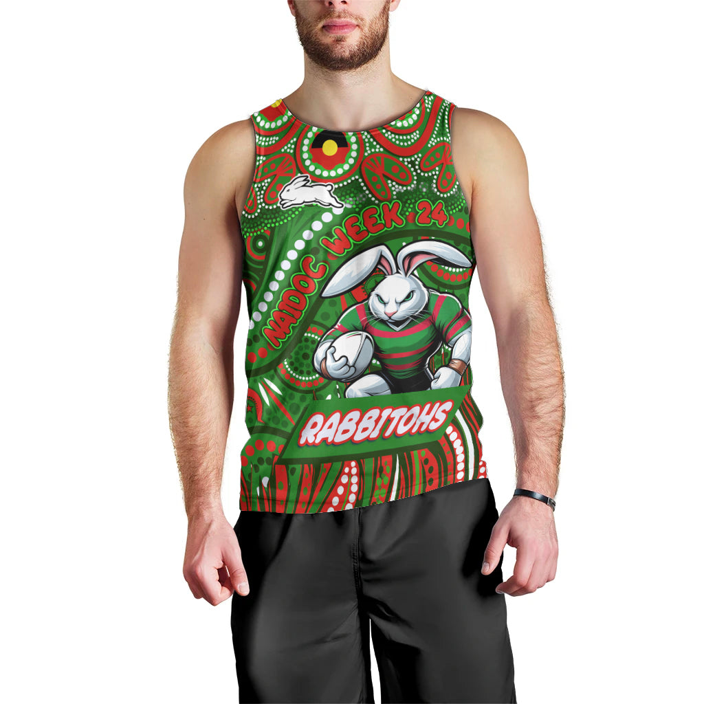 Custom Australia NAIDOC Week 2024 Men Tank Top Rabbitohs Mascot Keep The Fire Burning