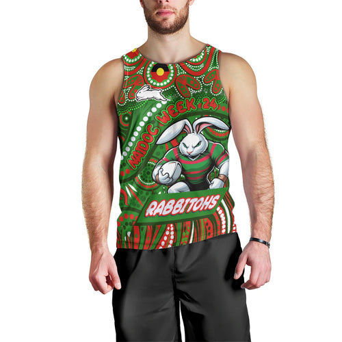 Custom Australia NAIDOC Week 2024 Men Tank Top Rabbitohs Mascot Keep The Fire Burning