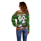Custom Australia NAIDOC Week 2024 Off Shoulder Sweater Rabbitohs Mascot Keep The Fire Burning