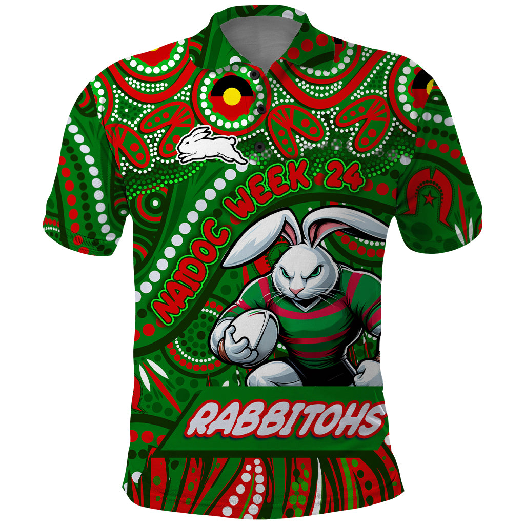 Custom Australia NAIDOC Week 2024 Polo Shirt Rabbitohs Mascot Keep The Fire Burning