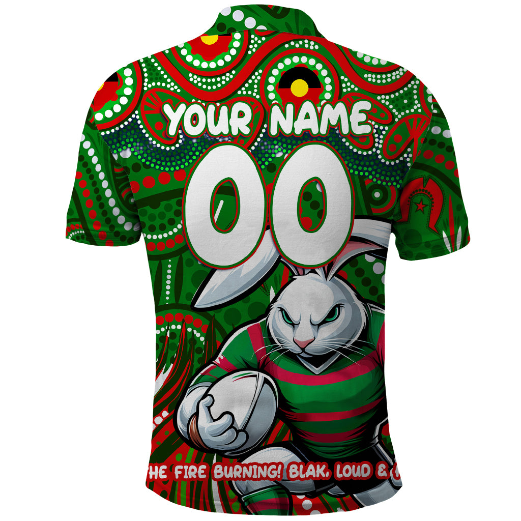 Custom Australia NAIDOC Week 2024 Polo Shirt Rabbitohs Mascot Keep The Fire Burning