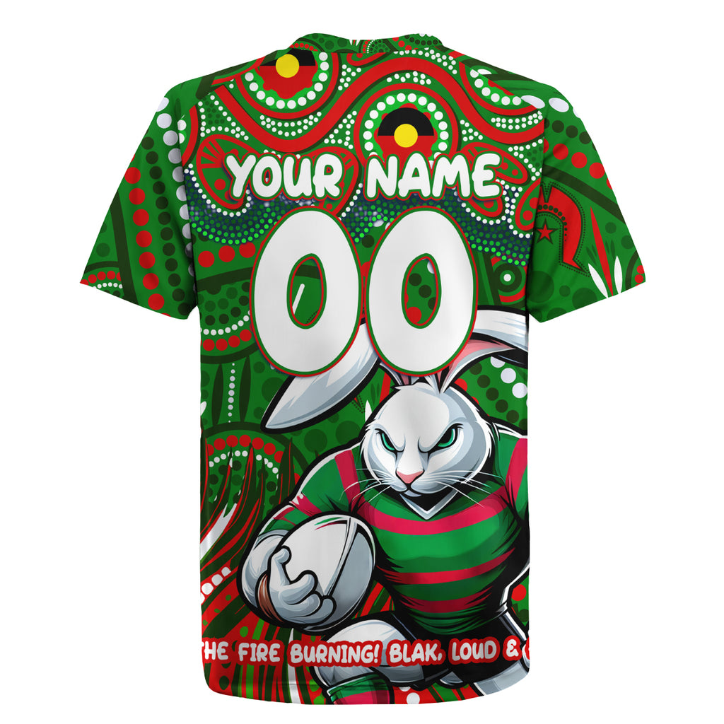 Custom Australia NAIDOC Week 2024 Rugby Jersey Rabbitohs Mascot Keep The Fire Burning