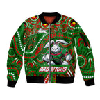 Custom Australia NAIDOC Week 2024 Sleeve Zip Bomber Jacket Rabbitohs Mascot Keep The Fire Burning