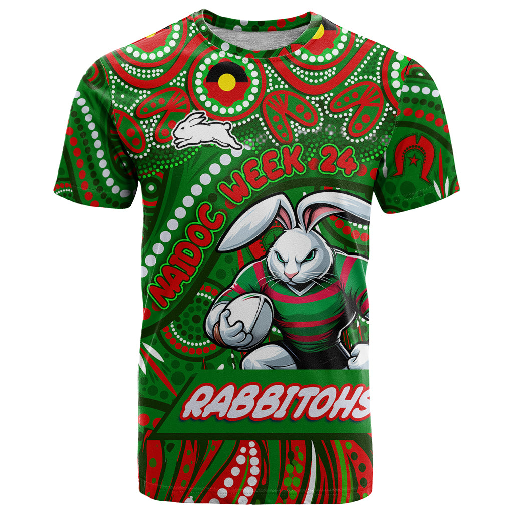 Custom Australia NAIDOC Week 2024 T Shirt Rabbitohs Mascot Keep The Fire Burning