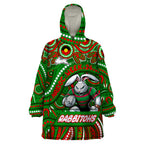 Custom Australia NAIDOC Week 2024 Wearable Blanket Hoodie Rabbitohs Mascot Keep The Fire Burning