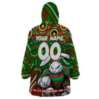 Custom Australia NAIDOC Week 2024 Wearable Blanket Hoodie Rabbitohs Mascot Keep The Fire Burning