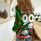 Custom Australia NAIDOC Week 2024 Women Casual Shirt Rabbitohs Mascot Keep The Fire Burning