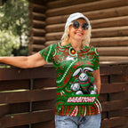 Custom Australia NAIDOC Week 2024 Women Polo Shirt Rabbitohs Mascot Keep The Fire Burning