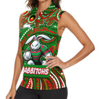 Custom Australia NAIDOC Week 2024 Women Sleeveless Polo Shirt Rabbitohs Mascot Keep The Fire Burning