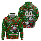 Custom Australia NAIDOC Week 2024 Zip Hoodie Rabbitohs Mascot Keep The Fire Burning