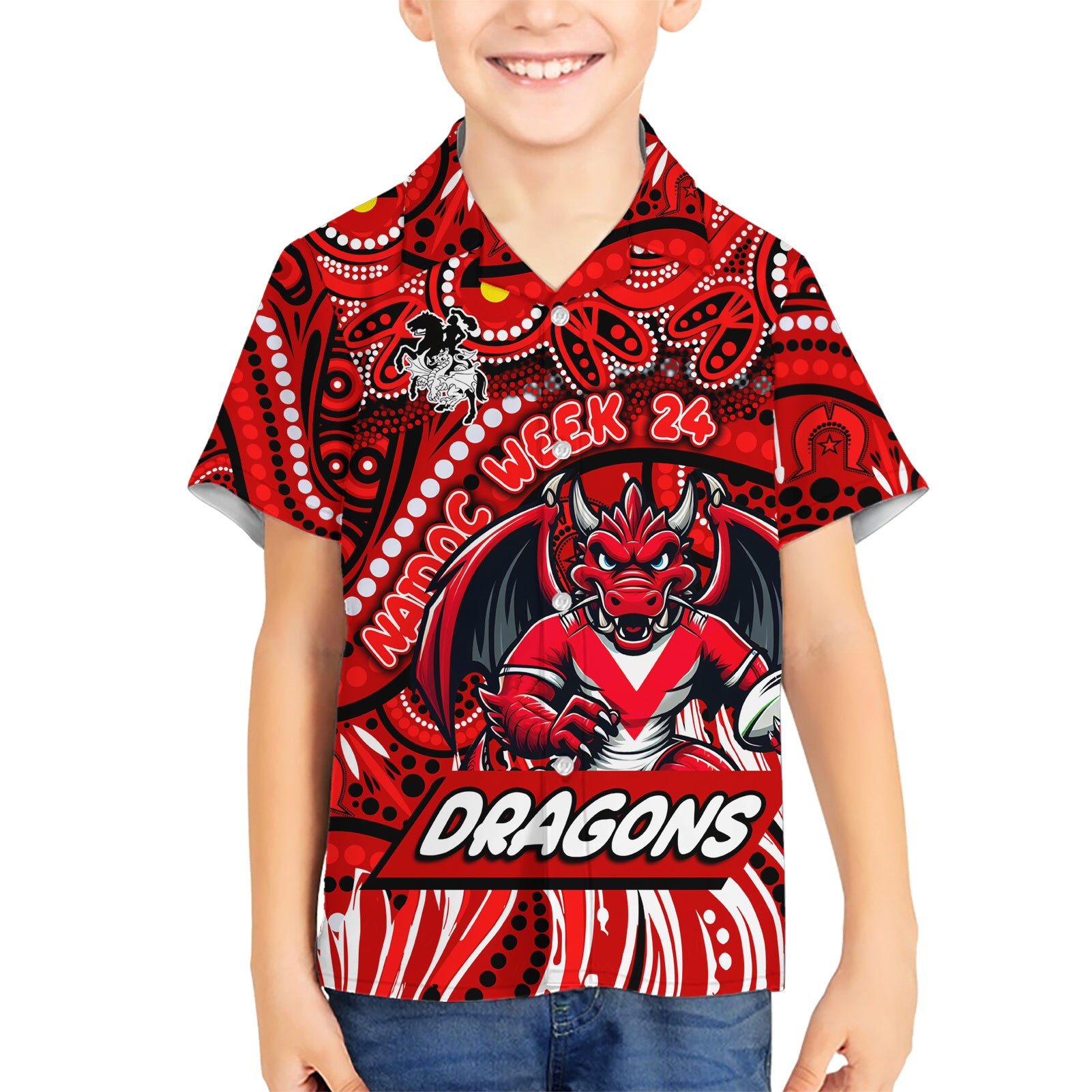 Custom Australia NAIDOC Week 2024 Hawaiian Shirt Dragons Mascot Keep The Fire Burning