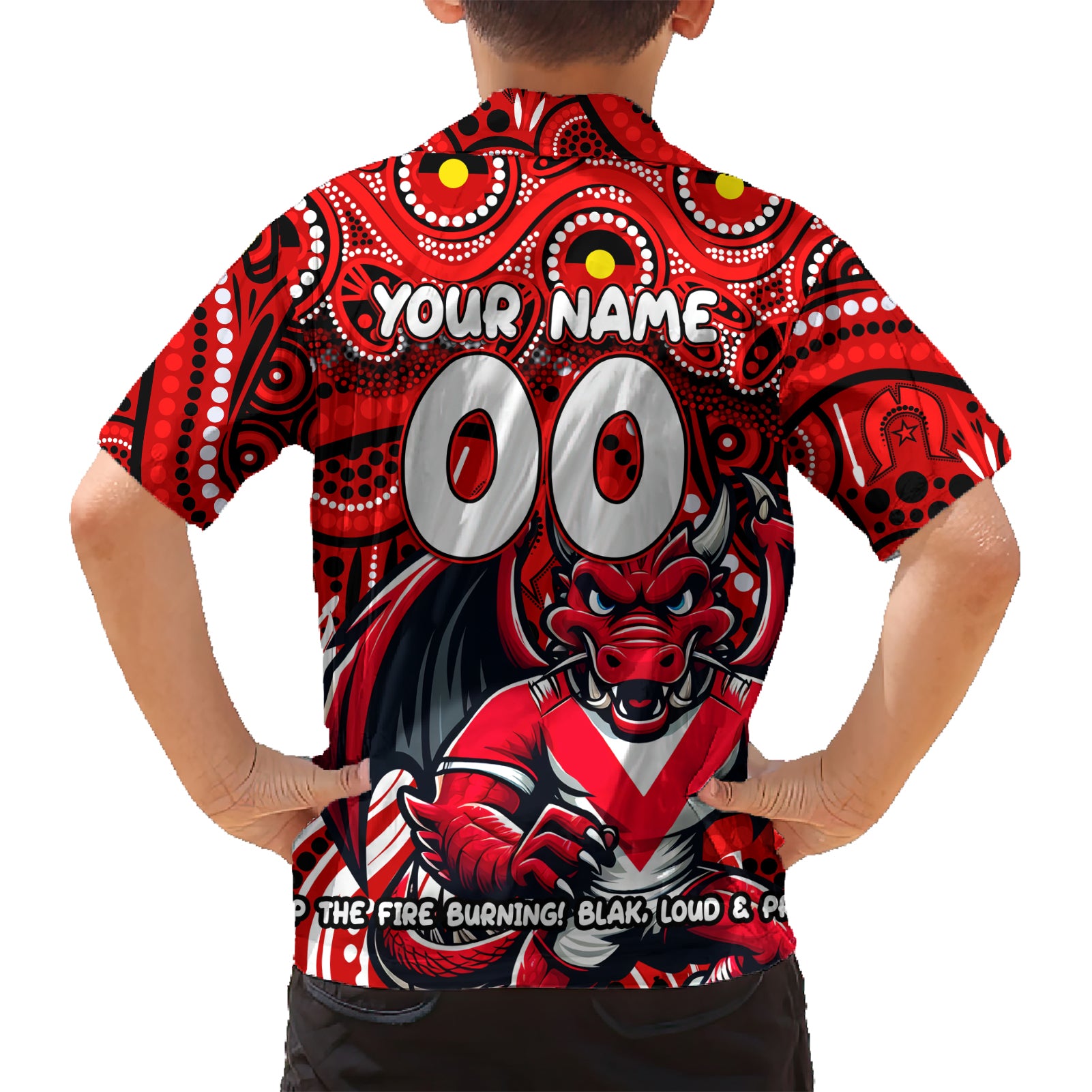 Custom Australia NAIDOC Week 2024 Kid Hawaiian Shirt Dragons Mascot Keep The Fire Burning