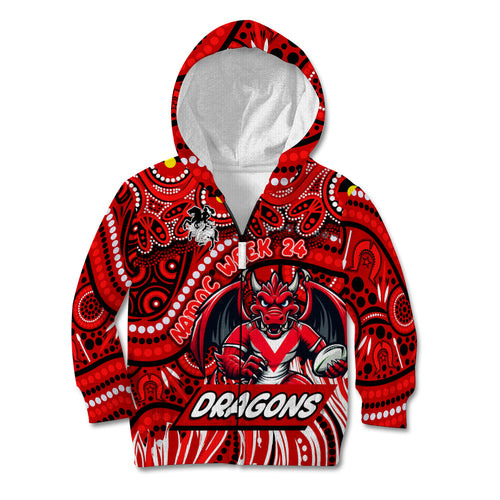 Custom Australia NAIDOC Week 2024 Kid Hoodie Dragons Mascot Keep The Fire Burning