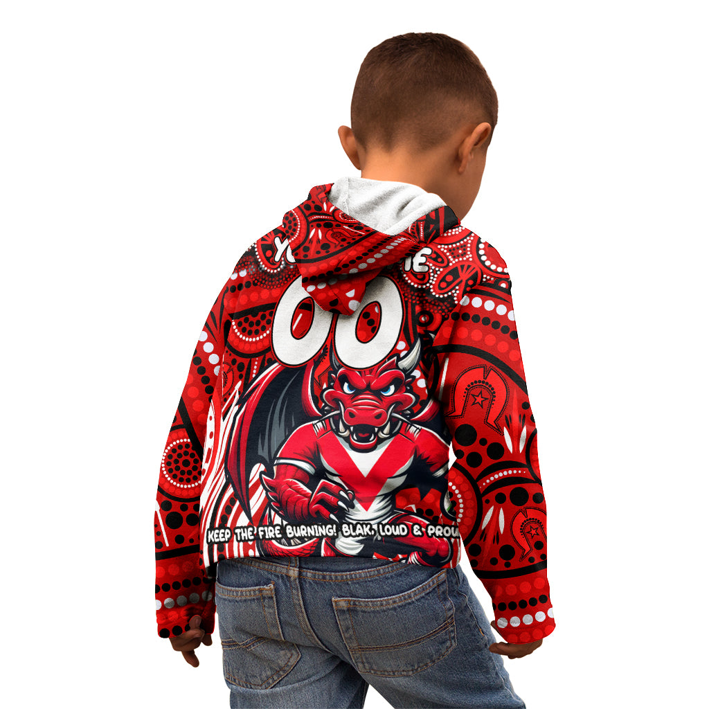 Custom Australia NAIDOC Week 2024 Kid Hoodie Dragons Mascot Keep The Fire Burning