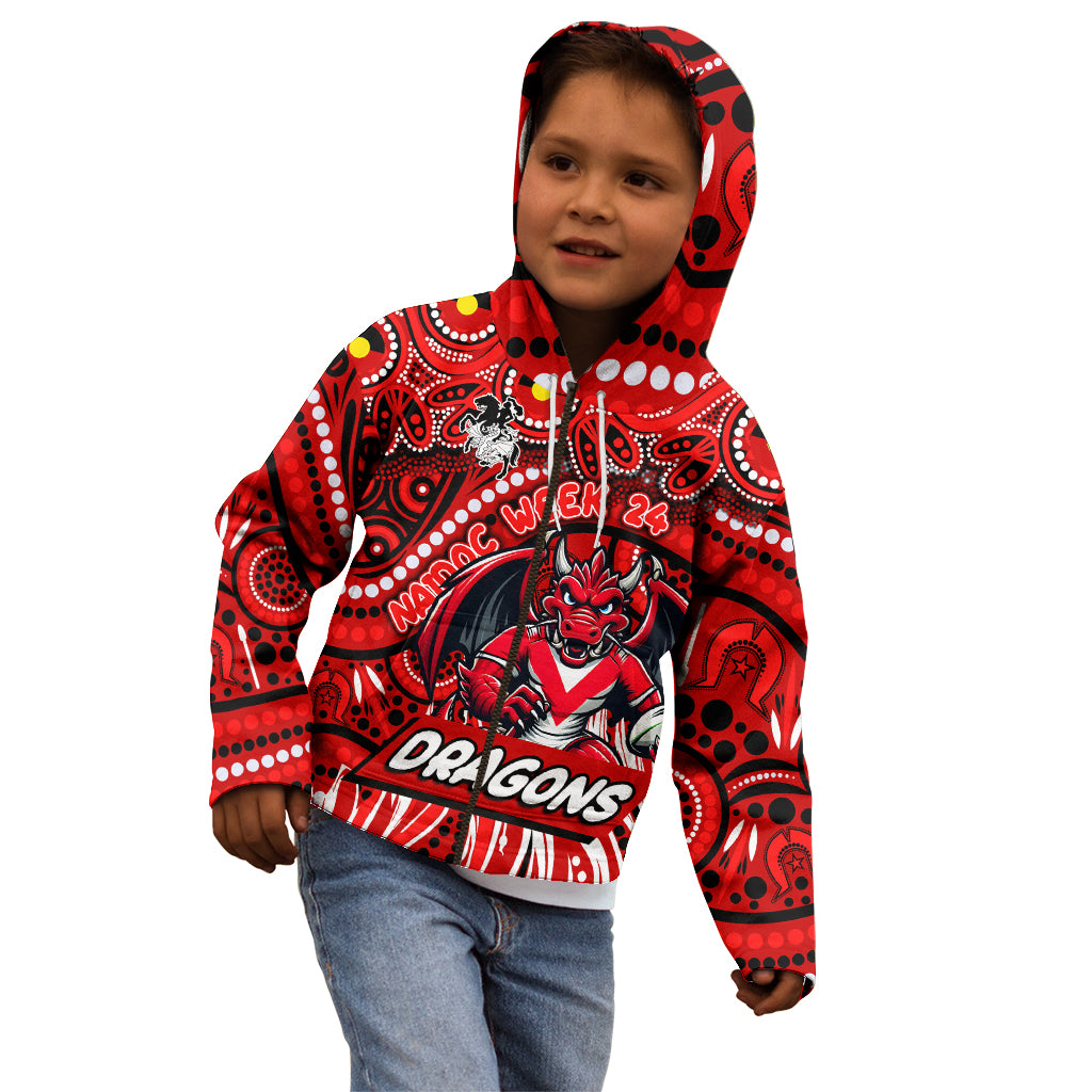 Custom Australia NAIDOC Week 2024 Kid Hoodie Dragons Mascot Keep The Fire Burning