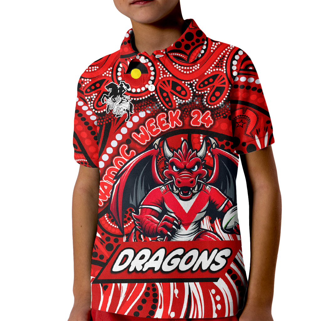 Custom Australia NAIDOC Week 2024 Kid Polo Shirt Dragons Mascot Keep The Fire Burning