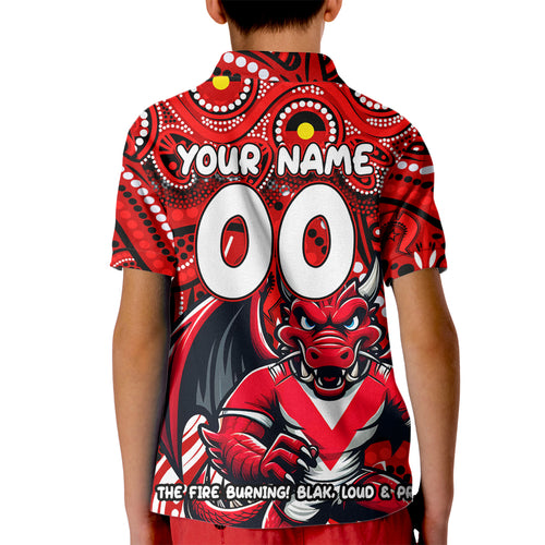 Custom Australia NAIDOC Week 2024 Kid Polo Shirt Dragons Mascot Keep The Fire Burning
