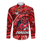 Custom Australia NAIDOC Week 2024 Long Sleeve Button Shirt Dragons Mascot Keep The Fire Burning