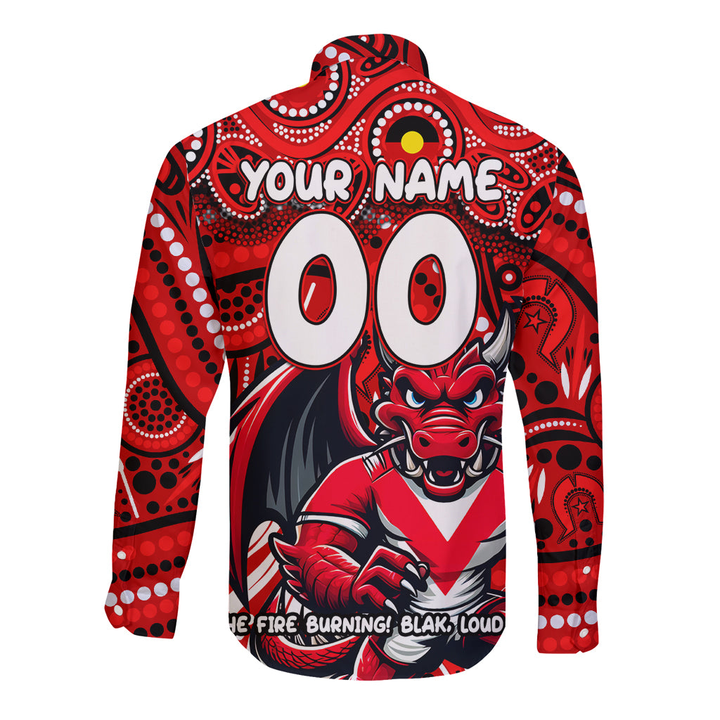 Custom Australia NAIDOC Week 2024 Long Sleeve Button Shirt Dragons Mascot Keep The Fire Burning