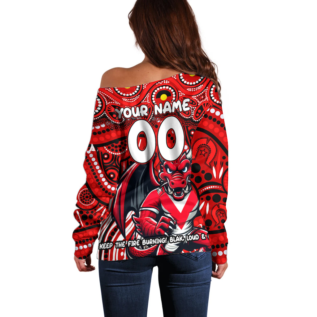 Custom Australia NAIDOC Week 2024 Off Shoulder Sweater Dragons Mascot Keep The Fire Burning