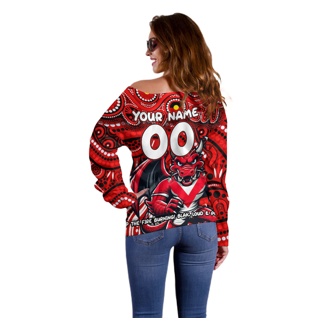 Custom Australia NAIDOC Week 2024 Off Shoulder Sweater Dragons Mascot Keep The Fire Burning
