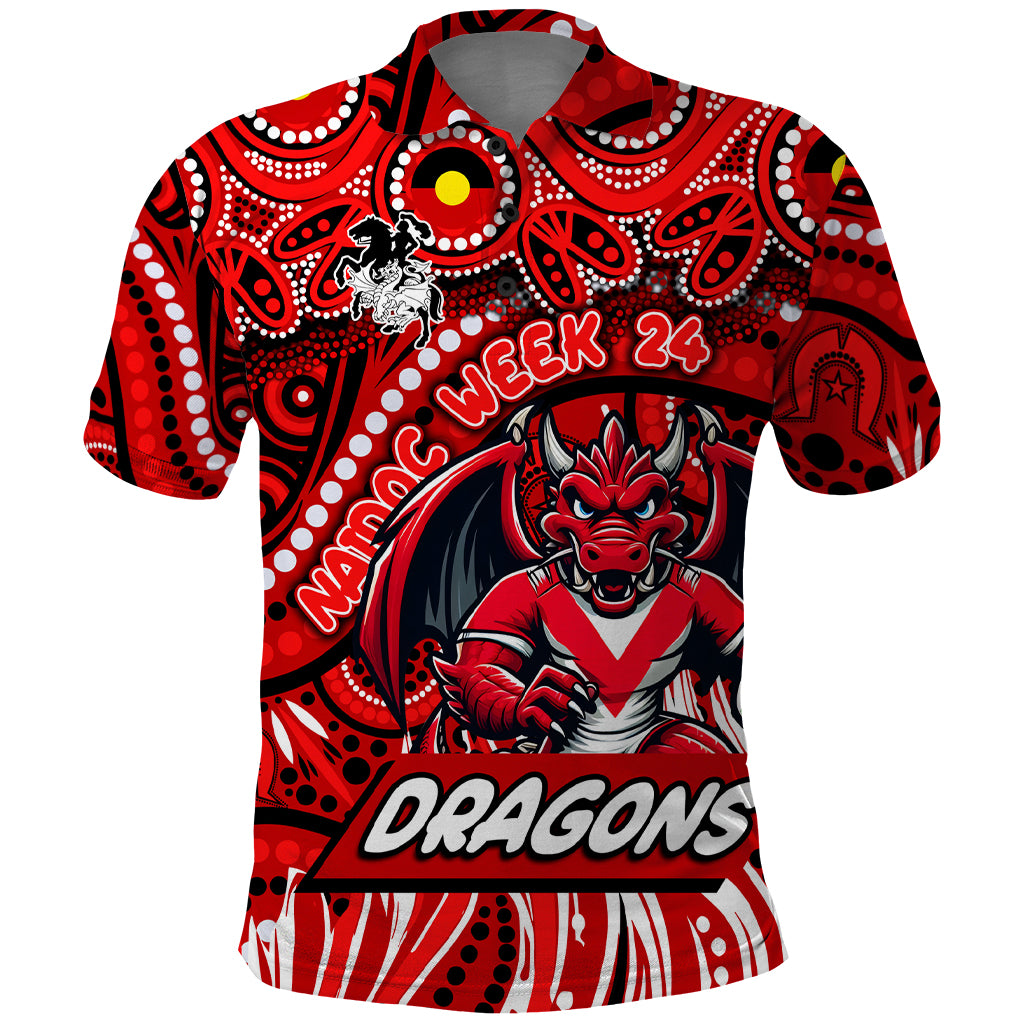 Custom Australia NAIDOC Week 2024 Polo Shirt Dragons Mascot Keep The Fire Burning