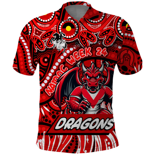 Custom Australia NAIDOC Week 2024 Polo Shirt Dragons Mascot Keep The Fire Burning