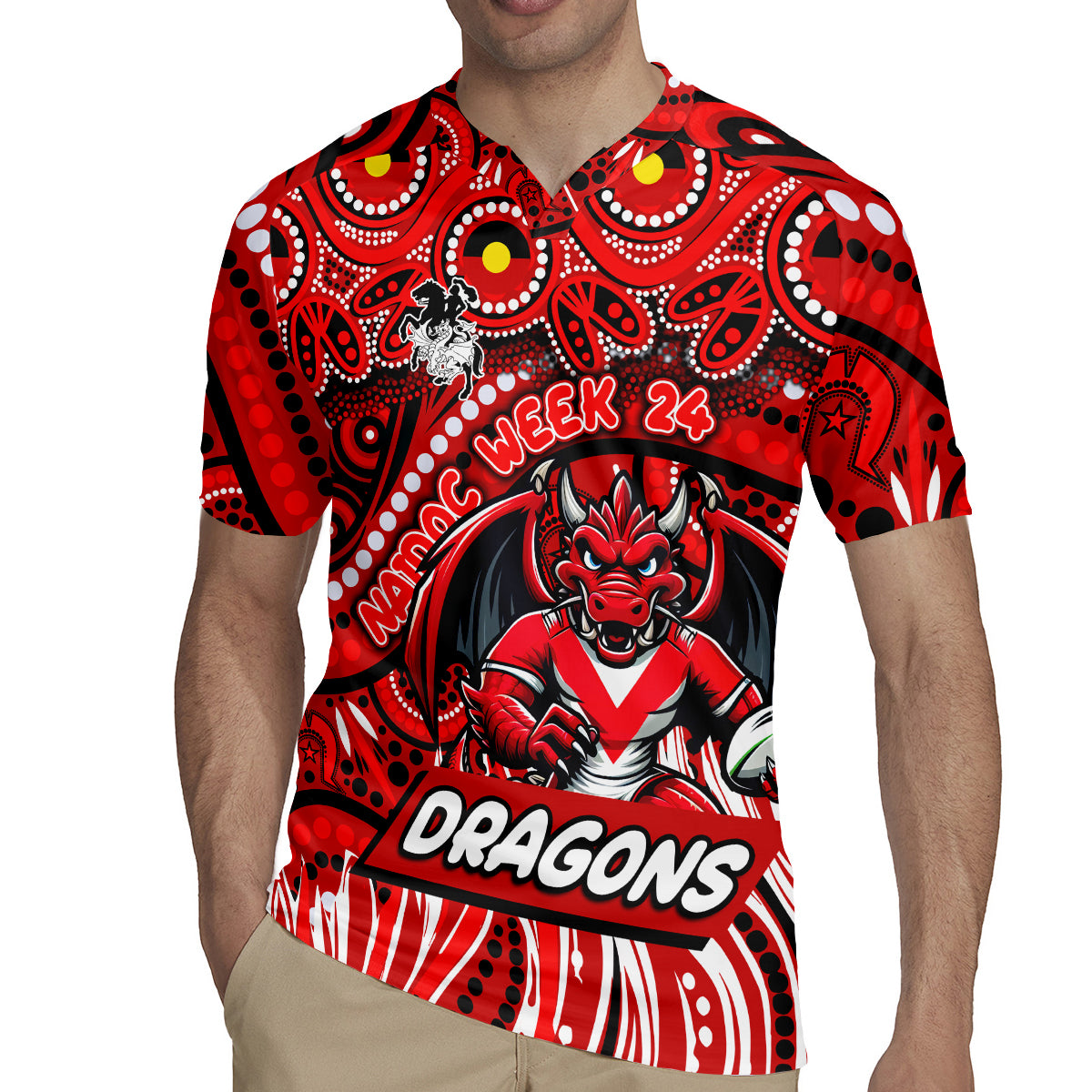 Custom Australia NAIDOC Week 2024 Rugby Jersey Dragons Mascot Keep The Fire Burning