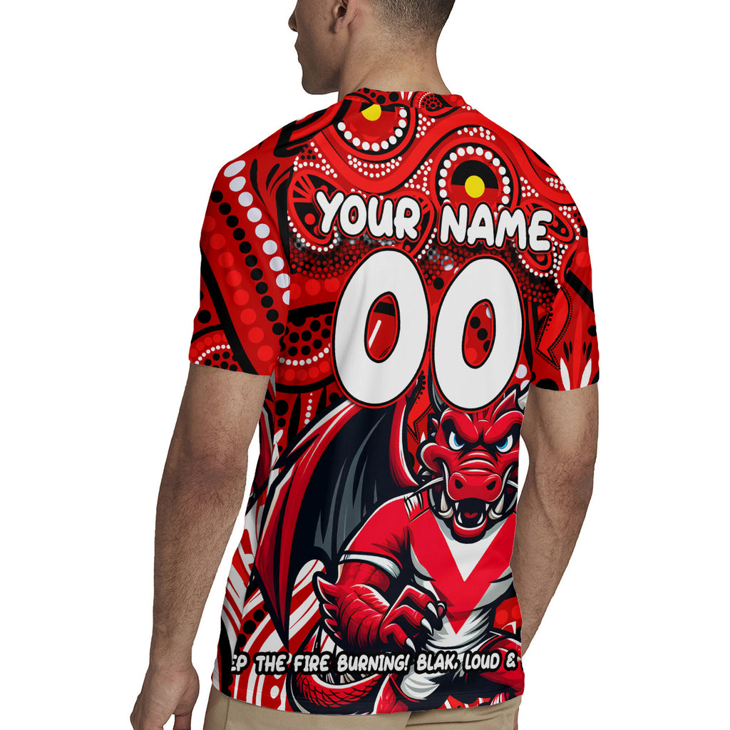 Custom Australia NAIDOC Week 2024 Rugby Jersey Dragons Mascot Keep The Fire Burning