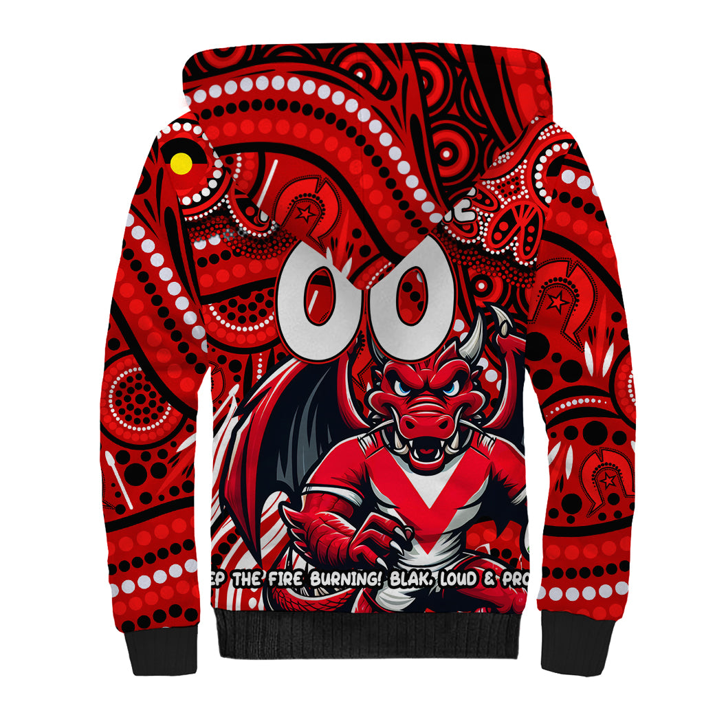 Custom Australia NAIDOC Week 2024 Sherpa Hoodie Dragons Mascot Keep The Fire Burning
