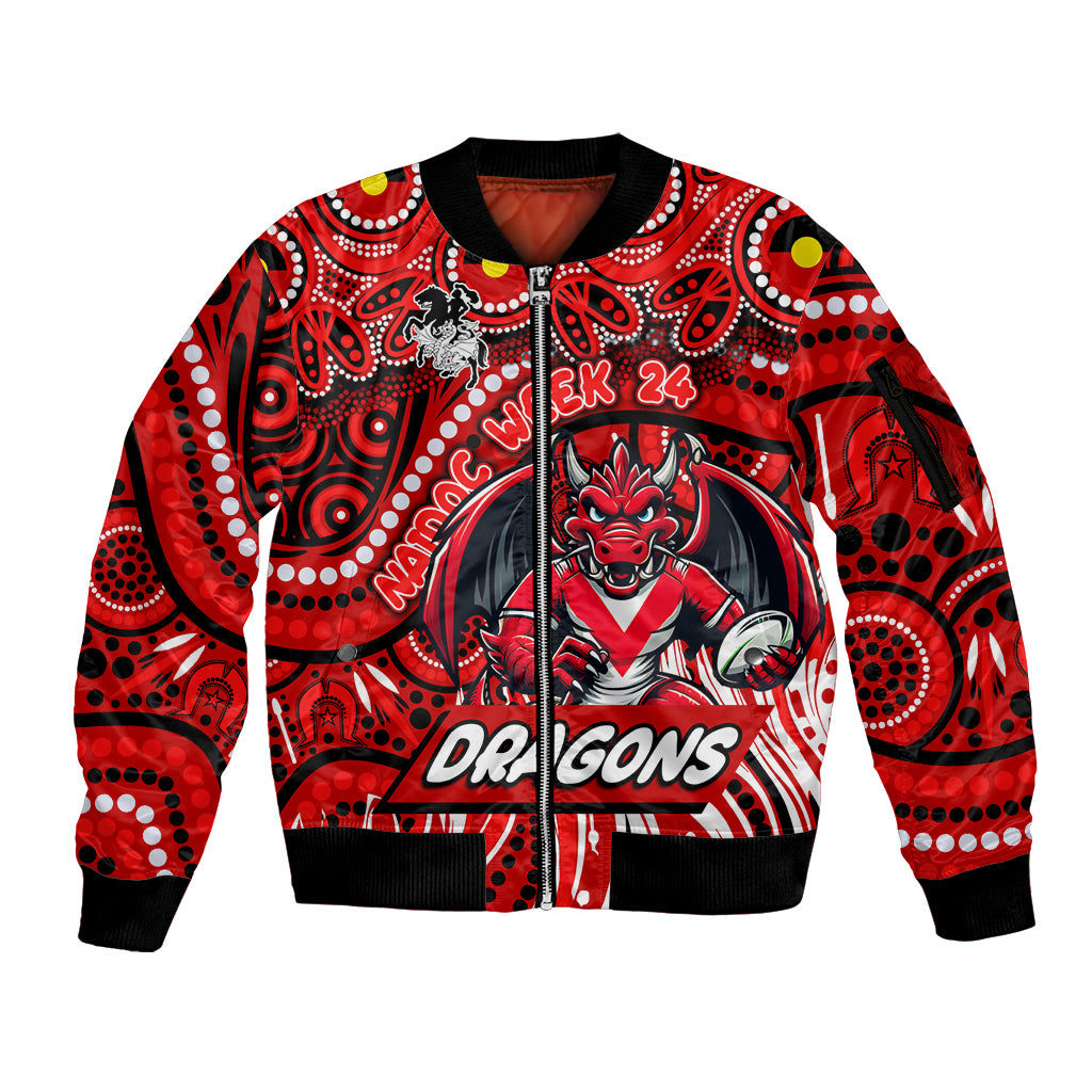 Custom Australia NAIDOC Week 2024 Sleeve Zip Bomber Jacket Dragons Mascot Keep The Fire Burning