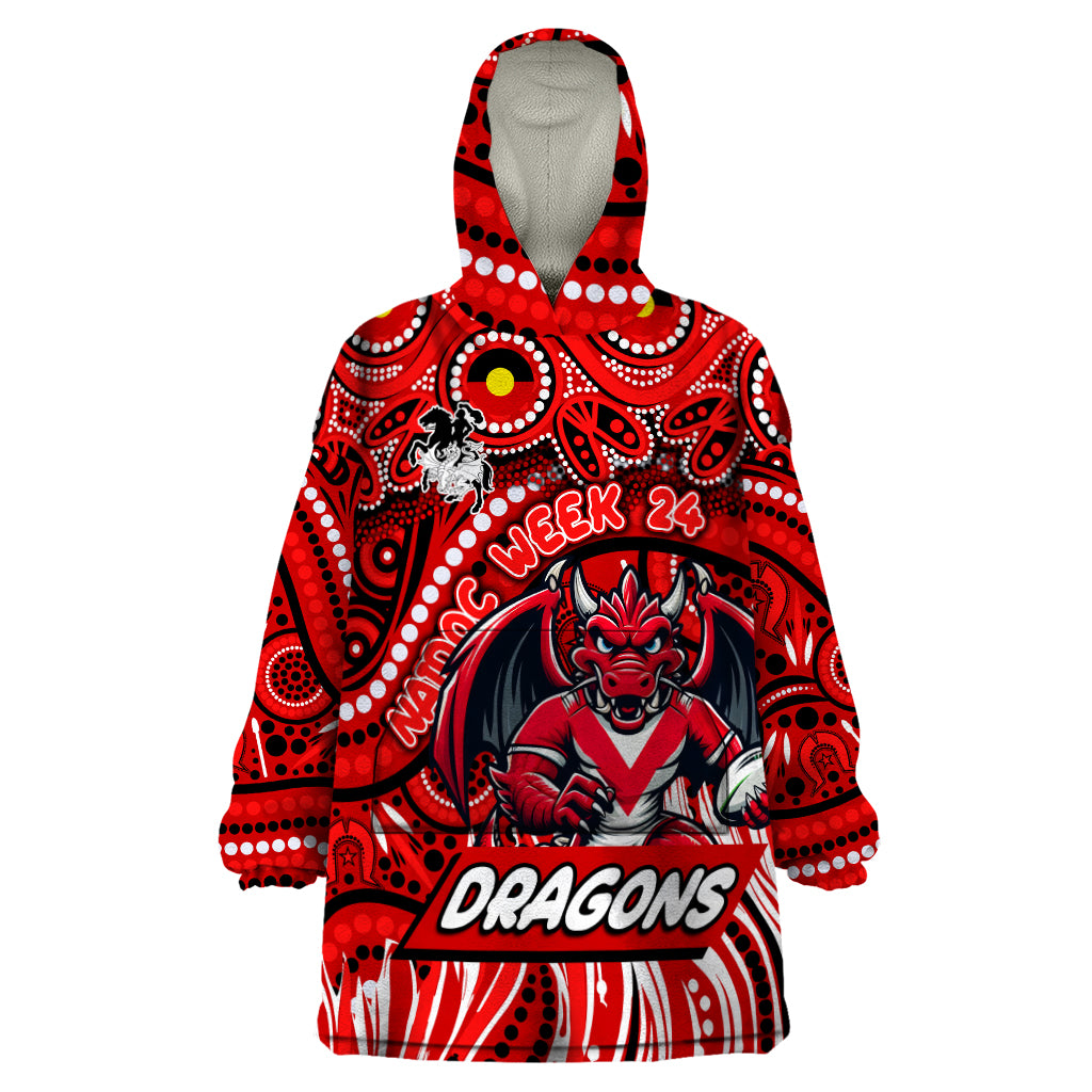 Custom Australia NAIDOC Week 2024 Wearable Blanket Hoodie Dragons Mascot Keep The Fire Burning