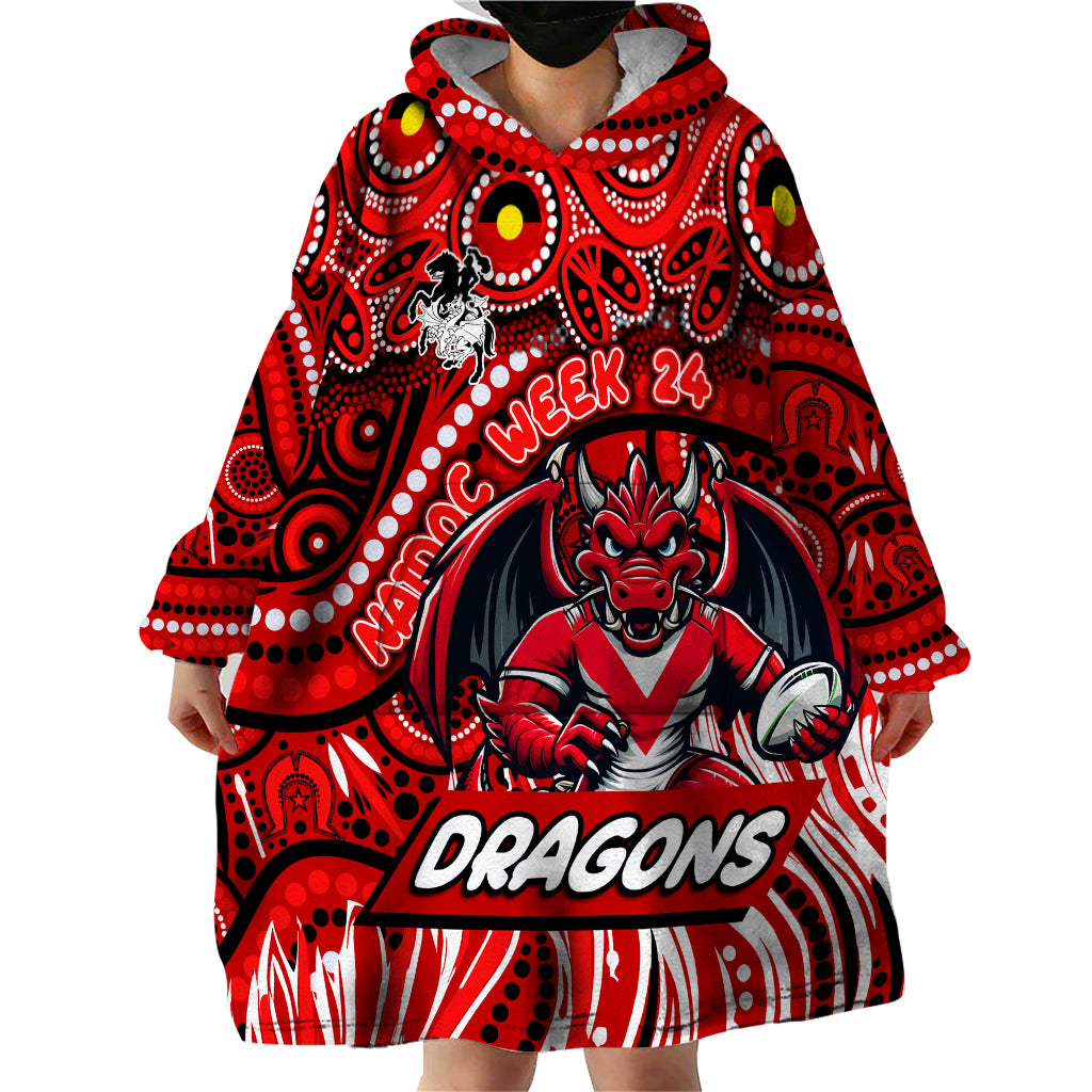 Custom Australia NAIDOC Week 2024 Wearable Blanket Hoodie Dragons Mascot Keep The Fire Burning