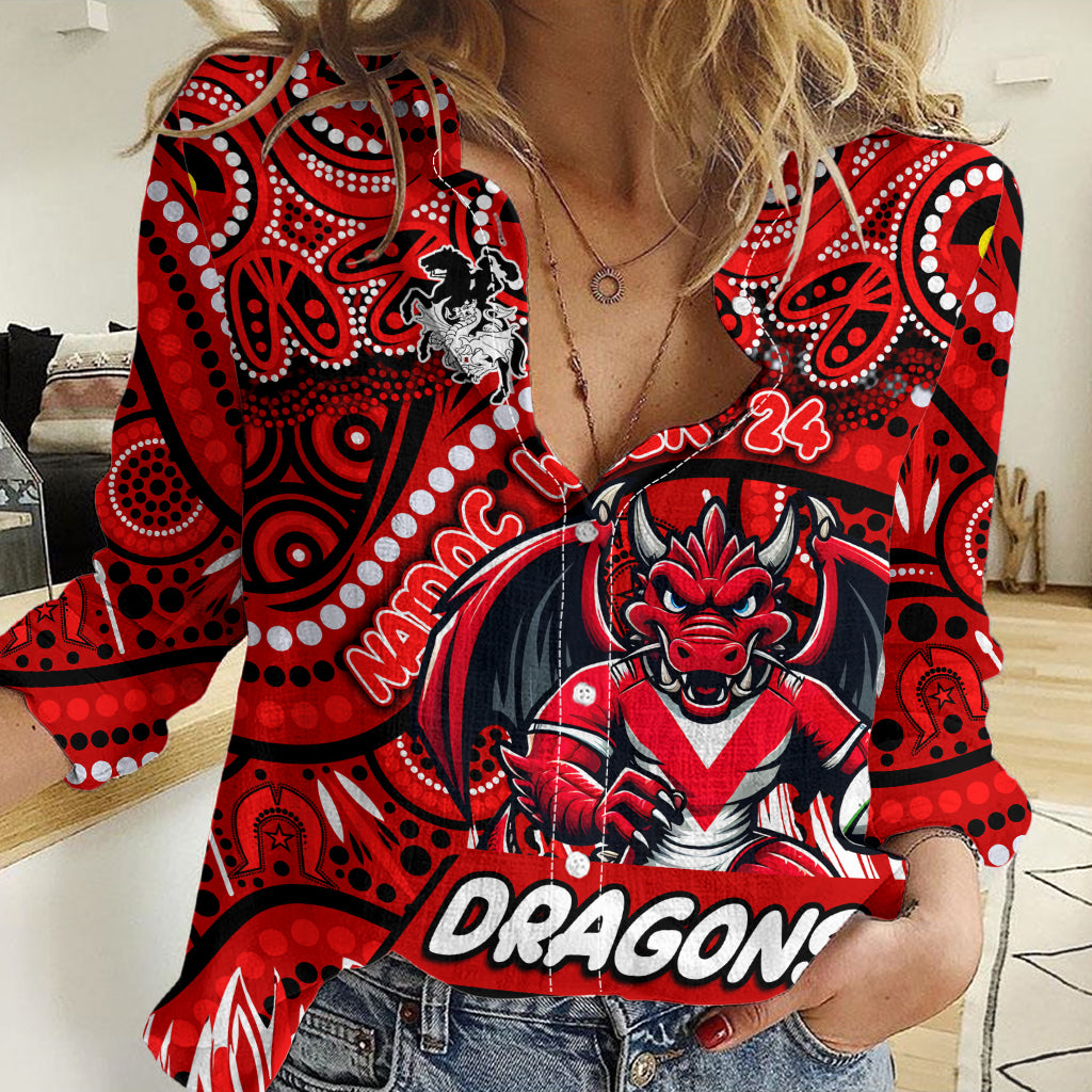 Custom Australia NAIDOC Week 2024 Women Casual Shirt Dragons Mascot Keep The Fire Burning