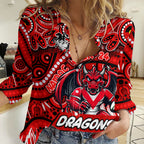 Custom Australia NAIDOC Week 2024 Women Casual Shirt Dragons Mascot Keep The Fire Burning