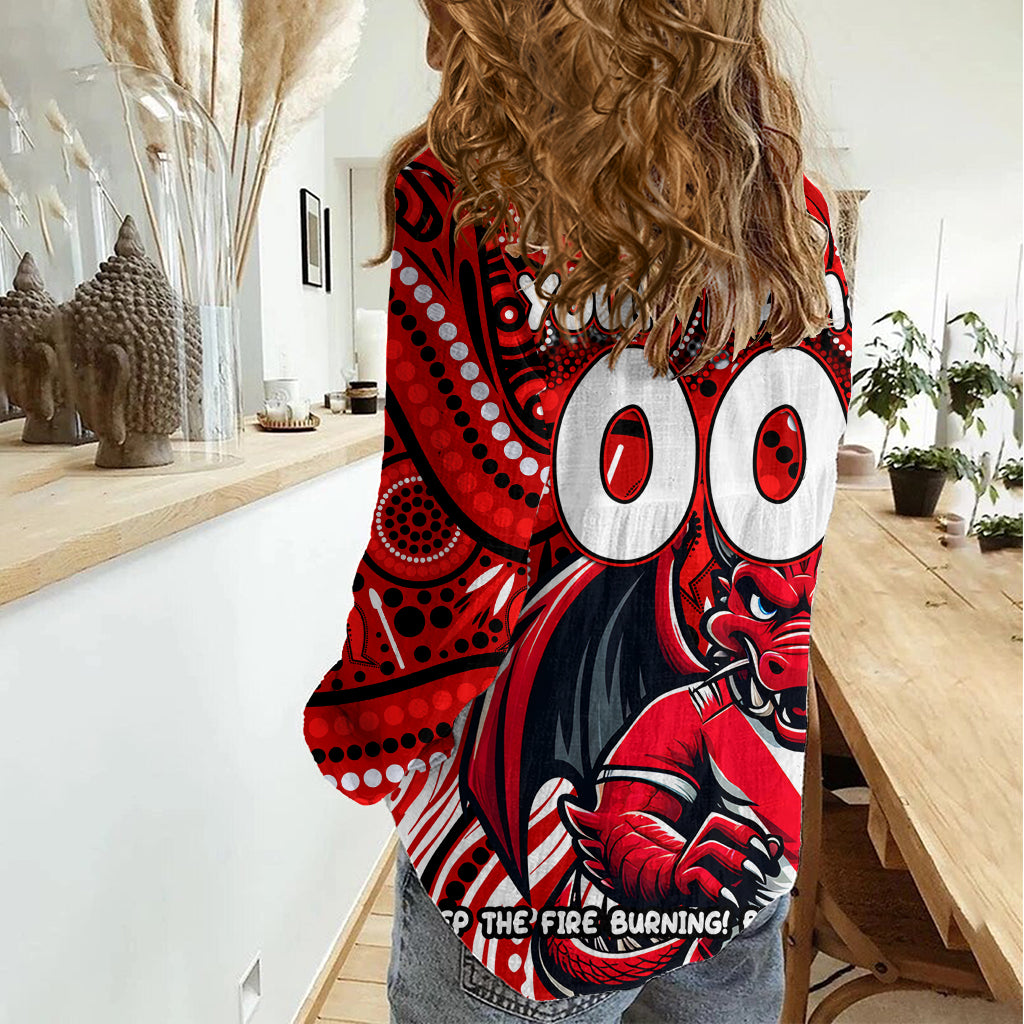 Custom Australia NAIDOC Week 2024 Women Casual Shirt Dragons Mascot Keep The Fire Burning