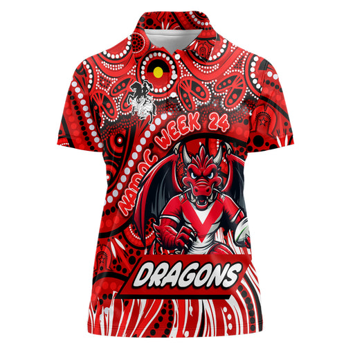 Custom Australia NAIDOC Week 2024 Women Polo Shirt Dragons Mascot Keep The Fire Burning