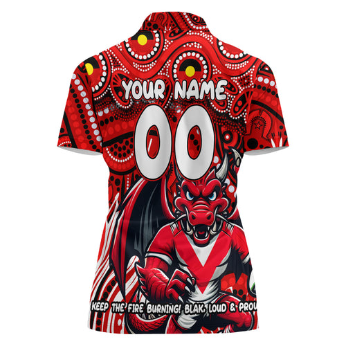 Custom Australia NAIDOC Week 2024 Women Polo Shirt Dragons Mascot Keep The Fire Burning