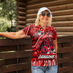 Custom Australia NAIDOC Week 2024 Women Polo Shirt Dragons Mascot Keep The Fire Burning