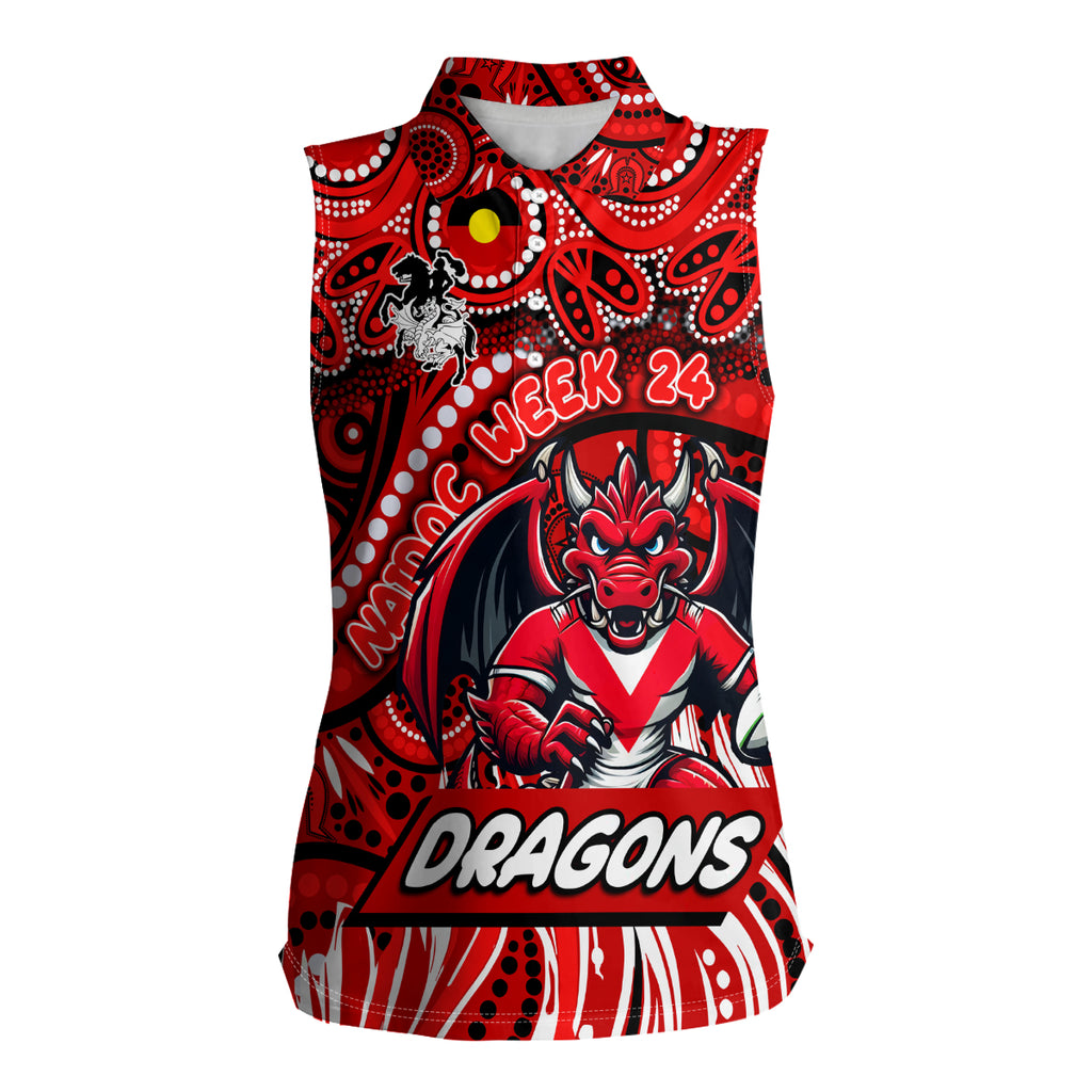 Custom Australia NAIDOC Week 2024 Women Sleeveless Polo Shirt Dragons Mascot Keep The Fire Burning