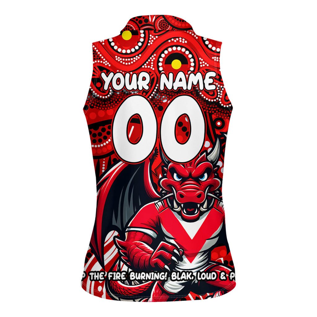 Custom Australia NAIDOC Week 2024 Women Sleeveless Polo Shirt Dragons Mascot Keep The Fire Burning
