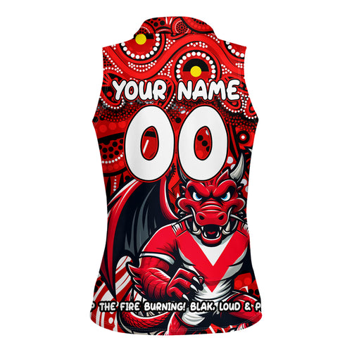 Custom Australia NAIDOC Week 2024 Women Sleeveless Polo Shirt Dragons Mascot Keep The Fire Burning