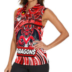 Custom Australia NAIDOC Week 2024 Women Sleeveless Polo Shirt Dragons Mascot Keep The Fire Burning