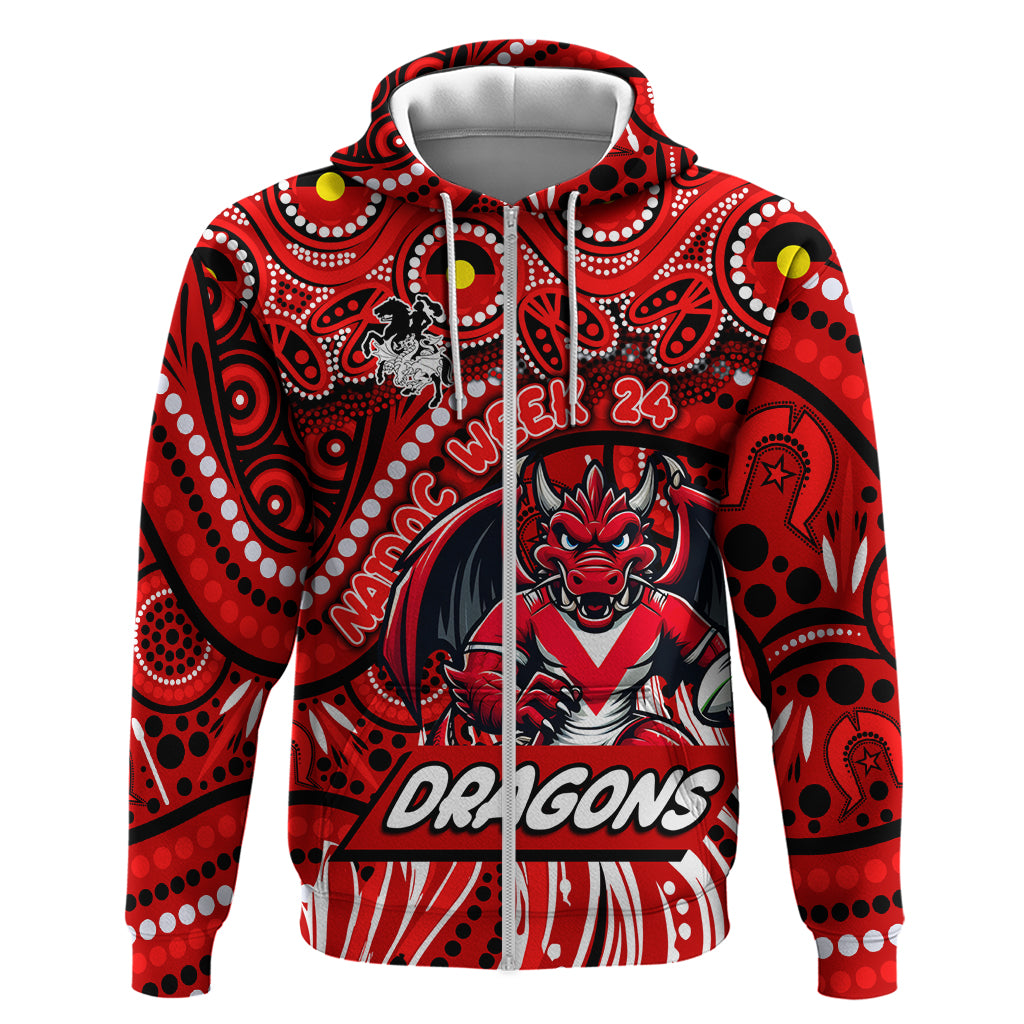 Custom Australia NAIDOC Week 2024 Zip Hoodie Dragons Mascot Keep The Fire Burning