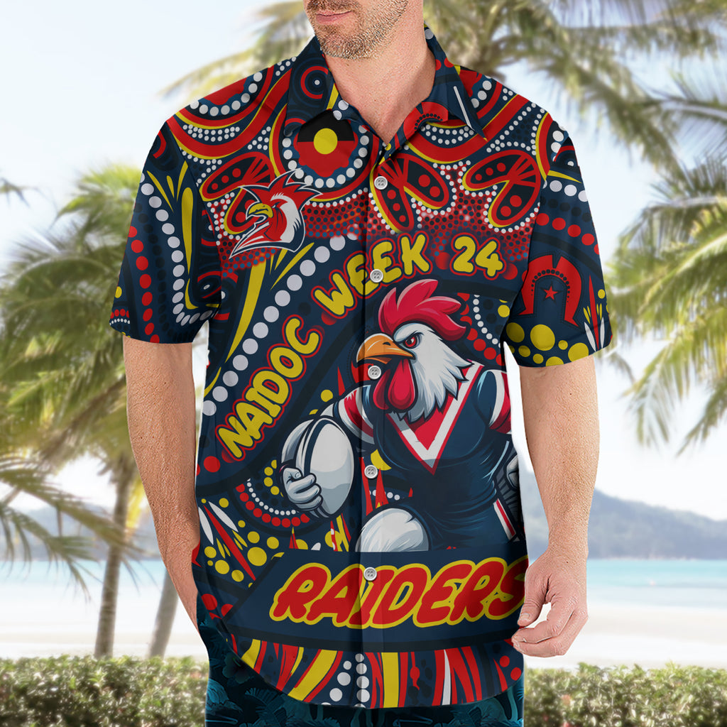 Custom Australia NAIDOC Week 2024 Hawaiian Shirt Sydney Roosters Mascot Keep The Fire Burning